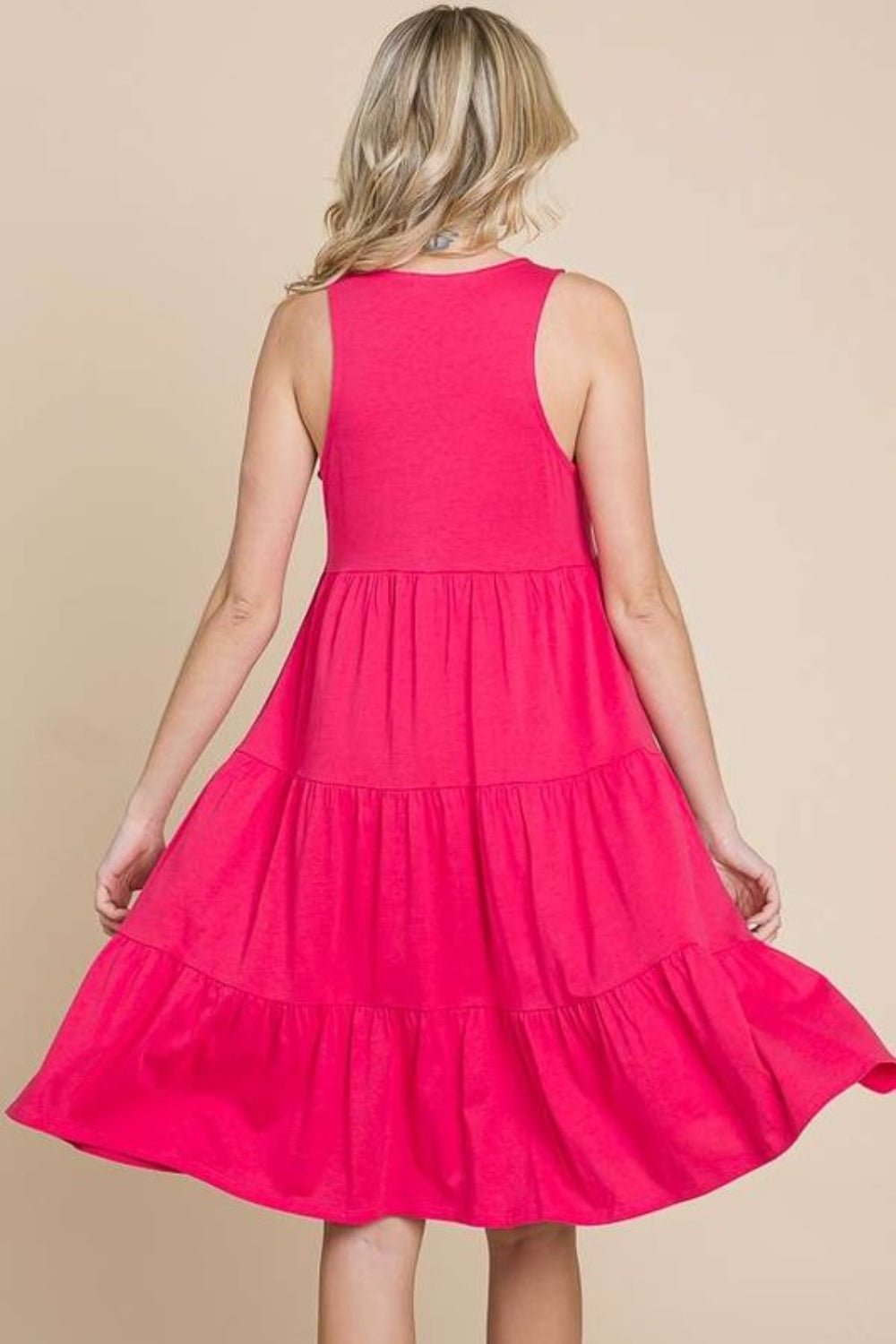 Culture Code Racerback Tiered Tank Dress - Day Dress - Pink Flash - Bella Bourget