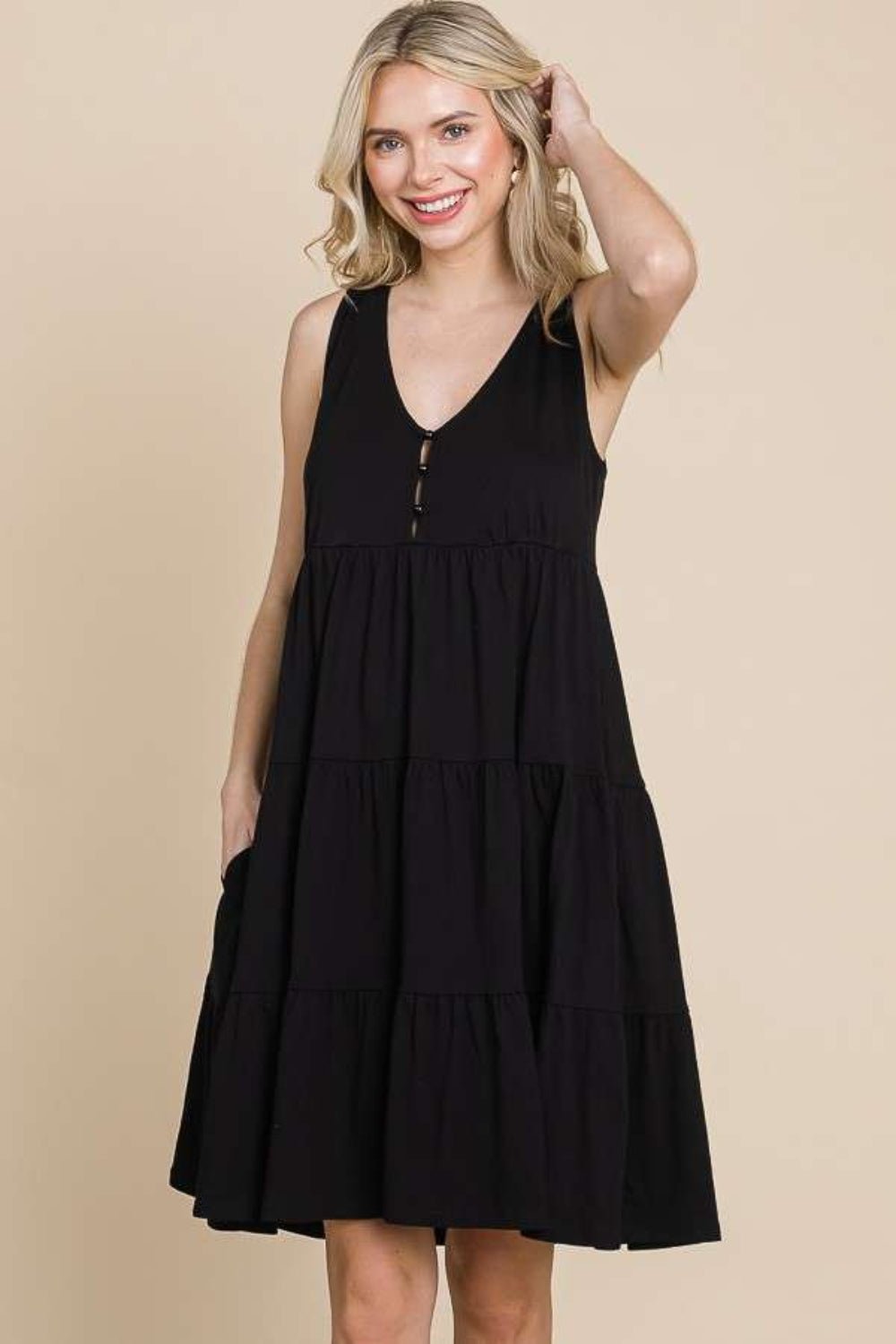 Culture Code Racerback Tiered Tank Dress - Day Dress - Black - Bella Bourget