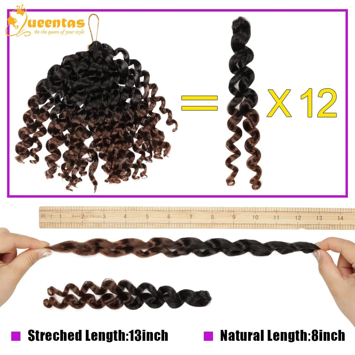 Curly Crochet Hair for Black Women 8 Passion Twist Crochet Hair Kanekalon Locs Crochet Braiding Hair 2 Packs Ocean Wave Crochet Hair 1B/27) - 2 Pack - Bella Bourget