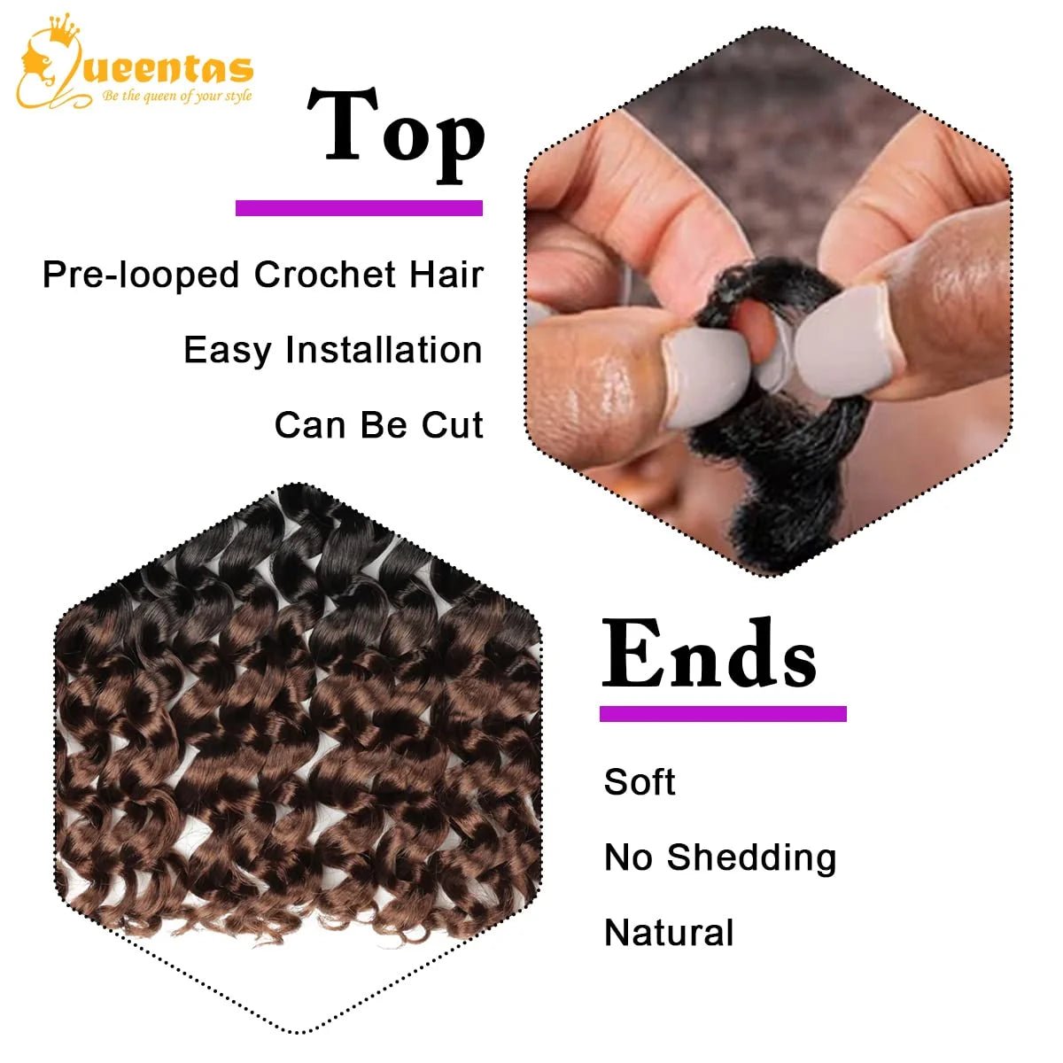 Curly Crochet Hair for Black Women 8 Passion Twist Crochet Hair Kanekalon Locs Crochet Braiding Hair 2 Packs Ocean Wave Crochet Hair 1B/27) - 2 Pack - Bella Bourget