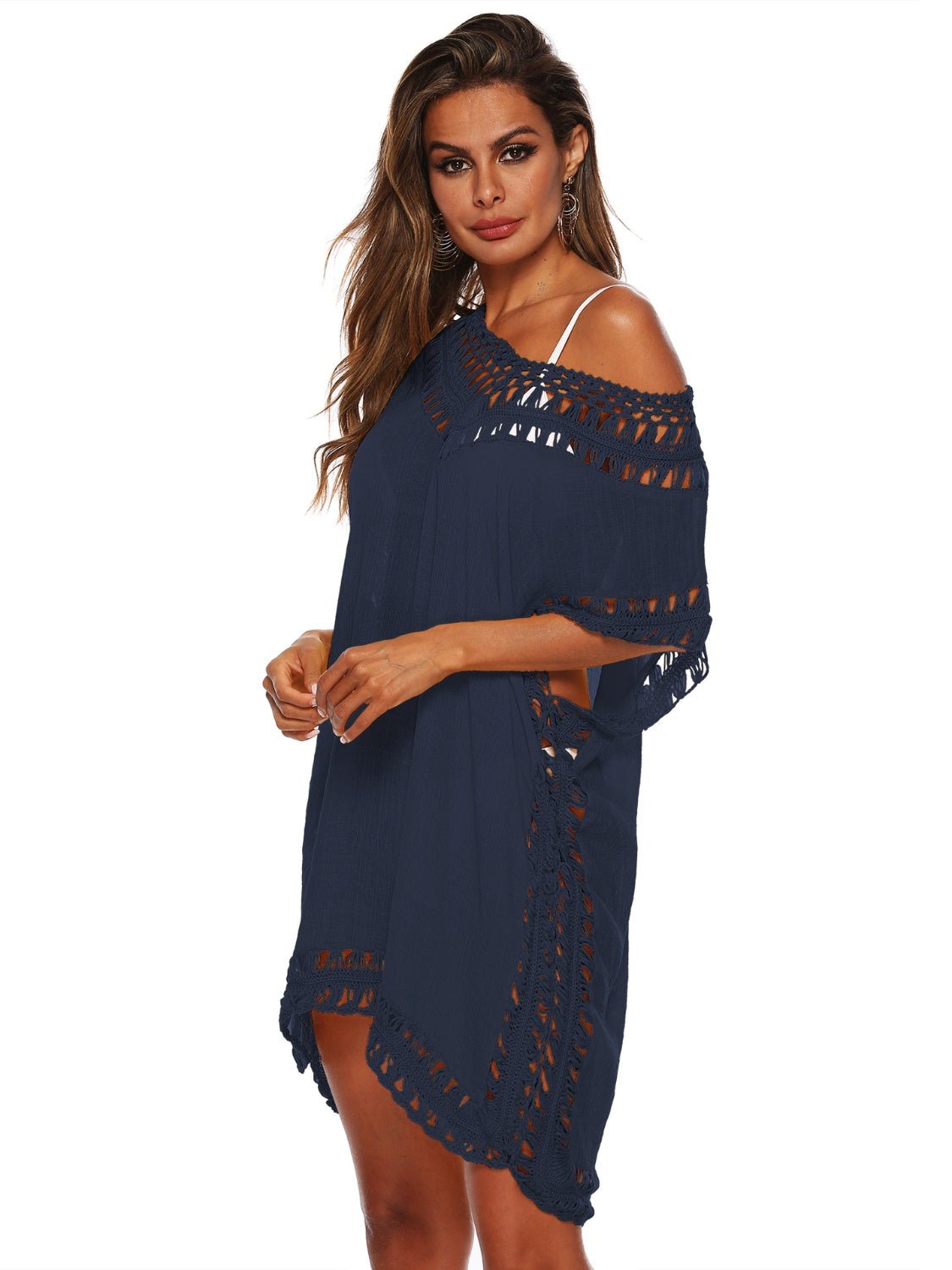 Cutout V - Neck Short Sleeve Cover - Up - Cover - Up - Navy - Bella Bourget