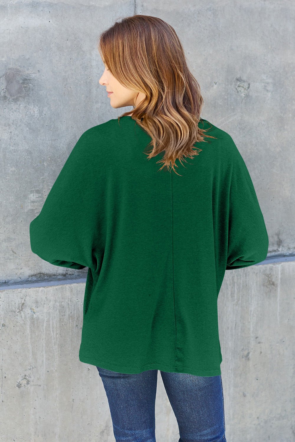 Double Take Full Size Round Neck Long Sleeve T - Shirt - Top - Green - Bella Bourget