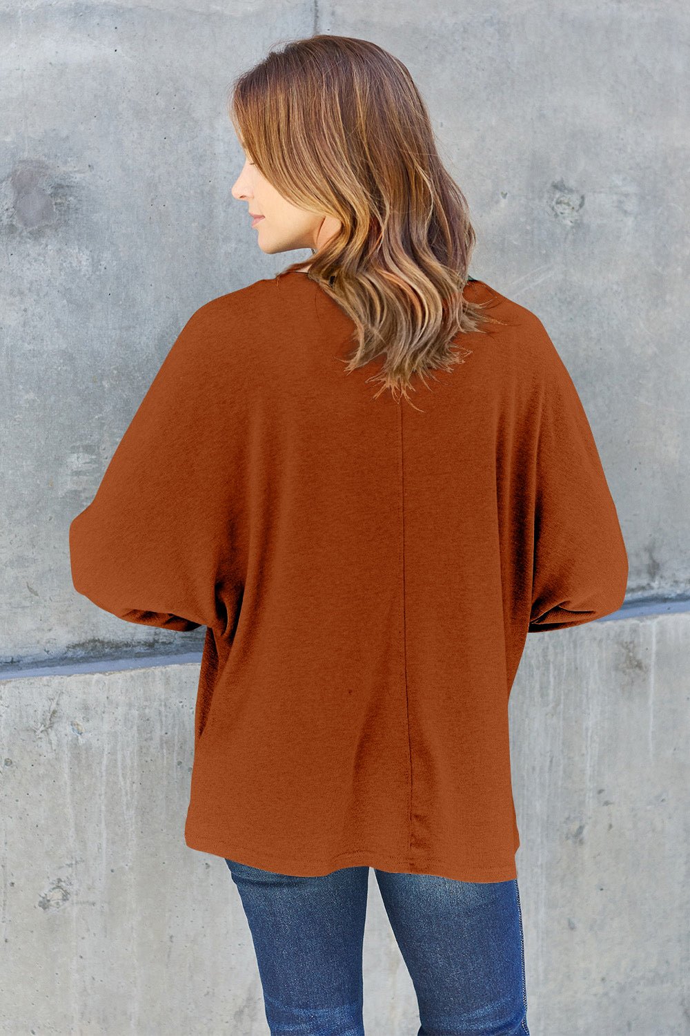 Double Take Full Size Round Neck Long Sleeve T - Shirt - Top - Pumpkin - Bella Bourget