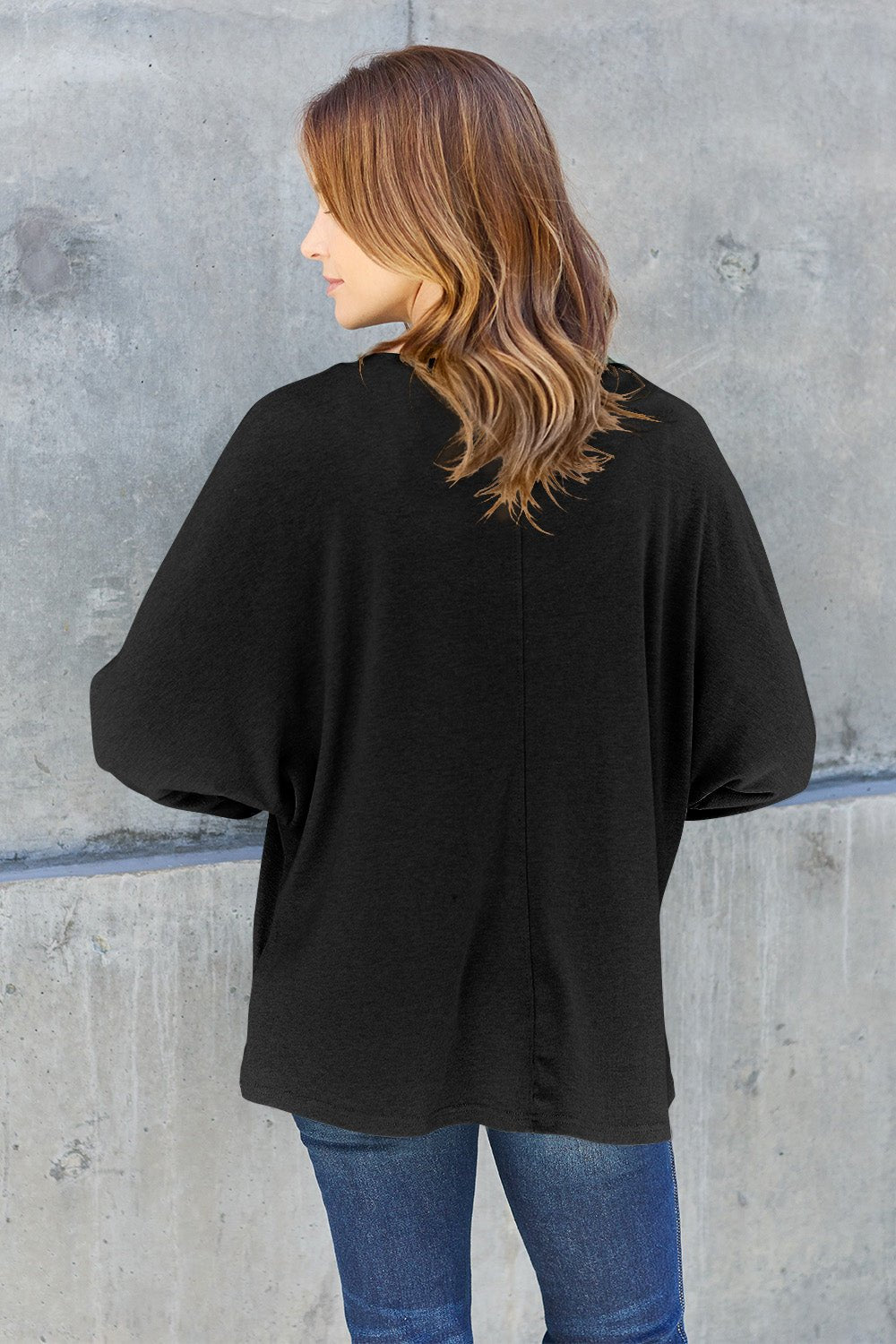 Double Take Full Size Round Neck Long Sleeve T - Shirt - Top - Black - Bella Bourget