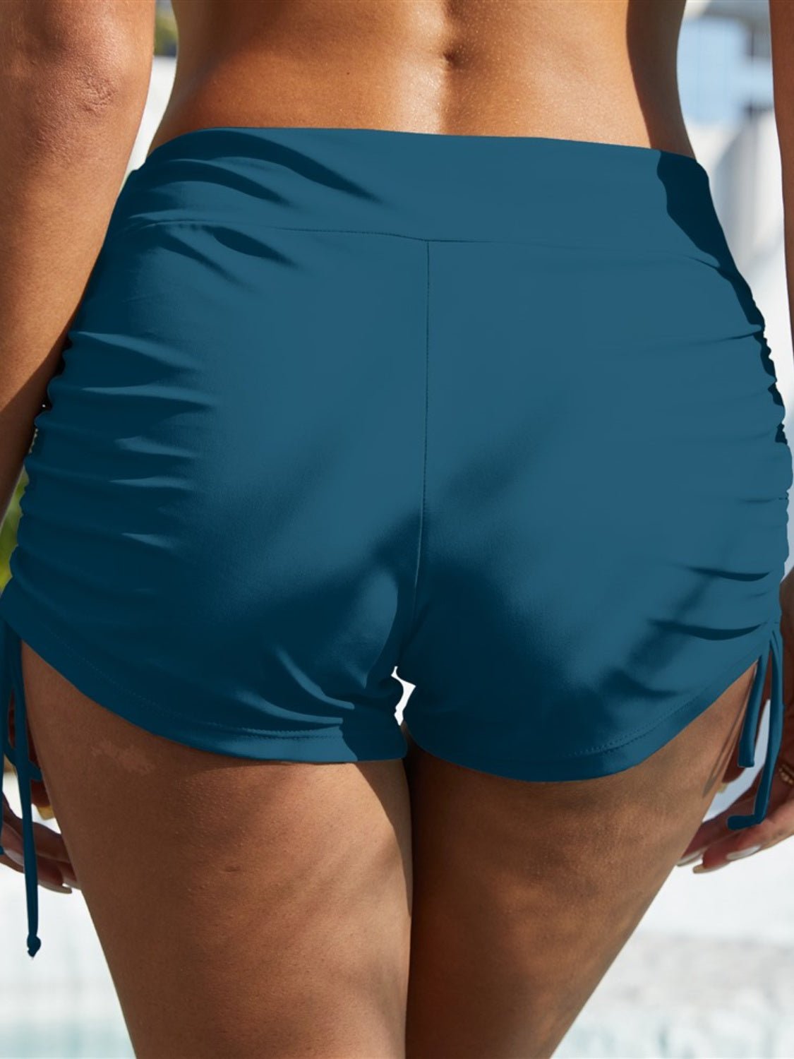 Drawstring Mid - Rise Waist Swim Shorts - Swim Bottoms - French Blue - Bella Bourget