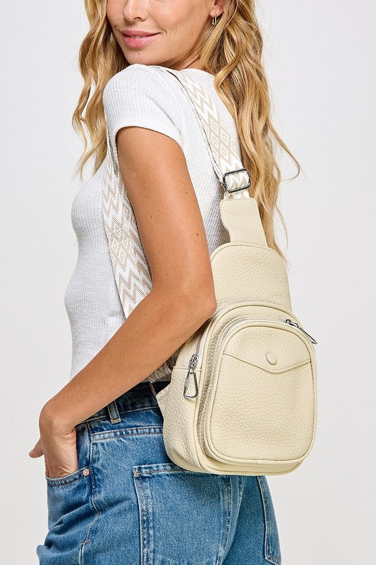 Fame Textured Faux Leather Sling Bag