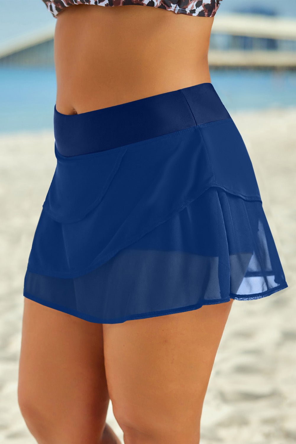 Elastic Waist Swim Skirt - Swim Bottoms - Peacock Blue - Bella Bourget