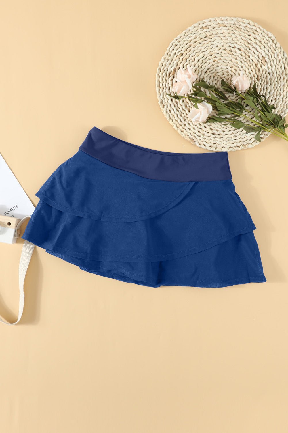 Elastic Waist Swim Skirt - Swim Bottoms - Peacock Blue - Bella Bourget