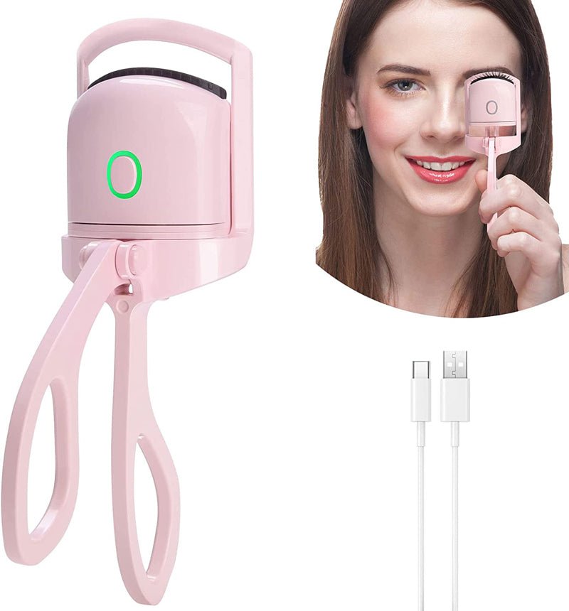 Eyelash Curler Portable Electric Heated Comb Eye Lash Long Lasting Eyelashes Curls Thermal Eyelash Curler Makeup Tools Heated Eyelash Curlers,Rechargeable Electric Eyelash Curler,Handheld Eyelash Heat - Pink - Bella Bourget