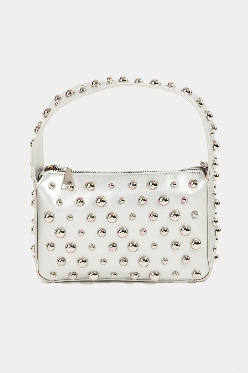 Fame Ball Studded Square Handbag - bag - Silver - Bella Bourget