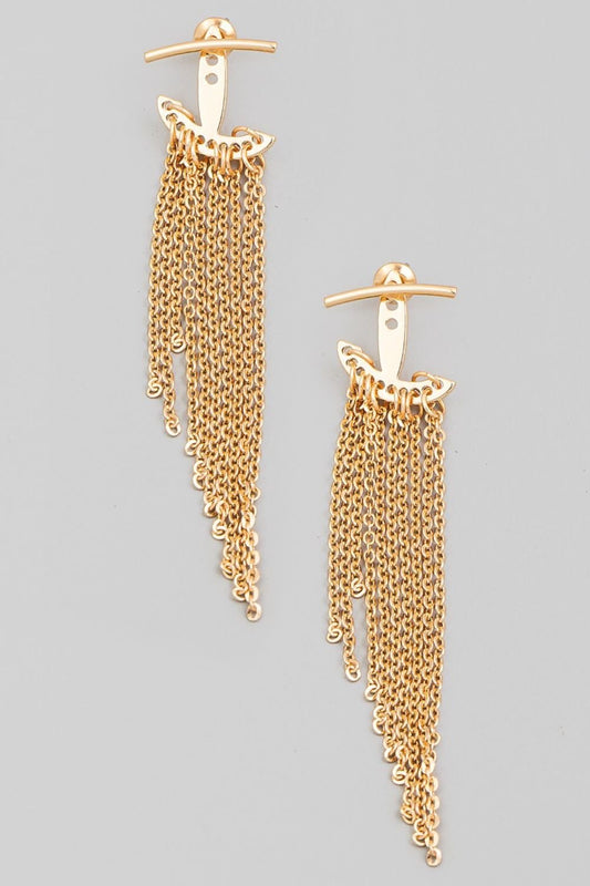 Fame Mini Chain Dangle Fringe Earrings - Earings - Gold - Bella Bourget