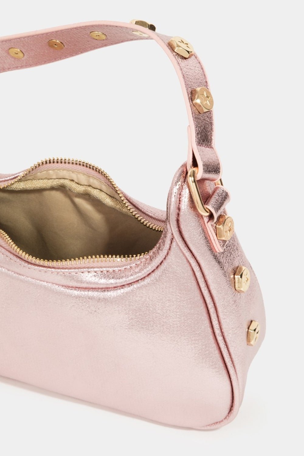 Fame Star Button Trim Hobo Handbag - bag - Pink - Bella Bourget