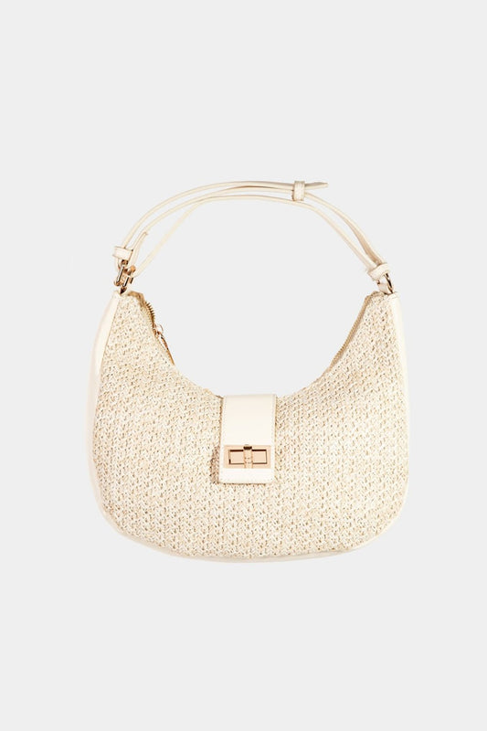 Fame Straw Braid Hobo Bag - bag - Ivory - Bella Bourget