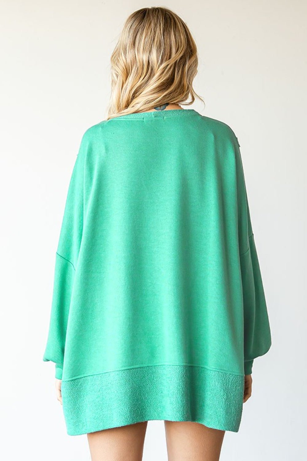 First Love Exposed Seam Round Neck Dropped Shoulder Blouse - Top - MINT - Bella Bourget