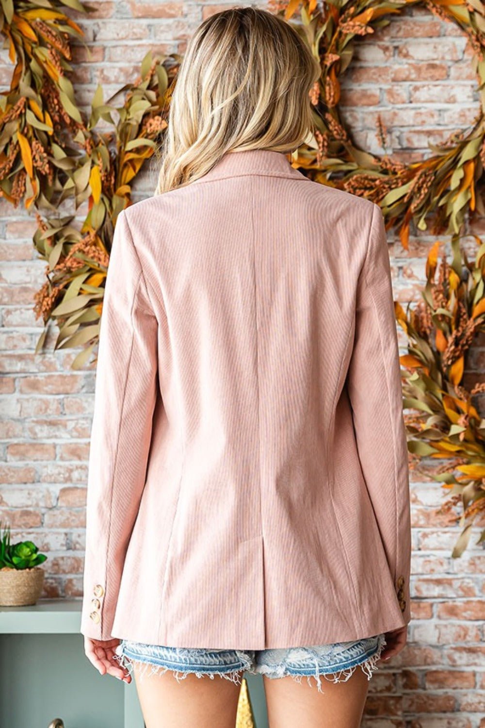 First Love Full Size Single - Breasted Flap Pocket Corduroy Blazer - Blazer - Rose - Bella Bourget