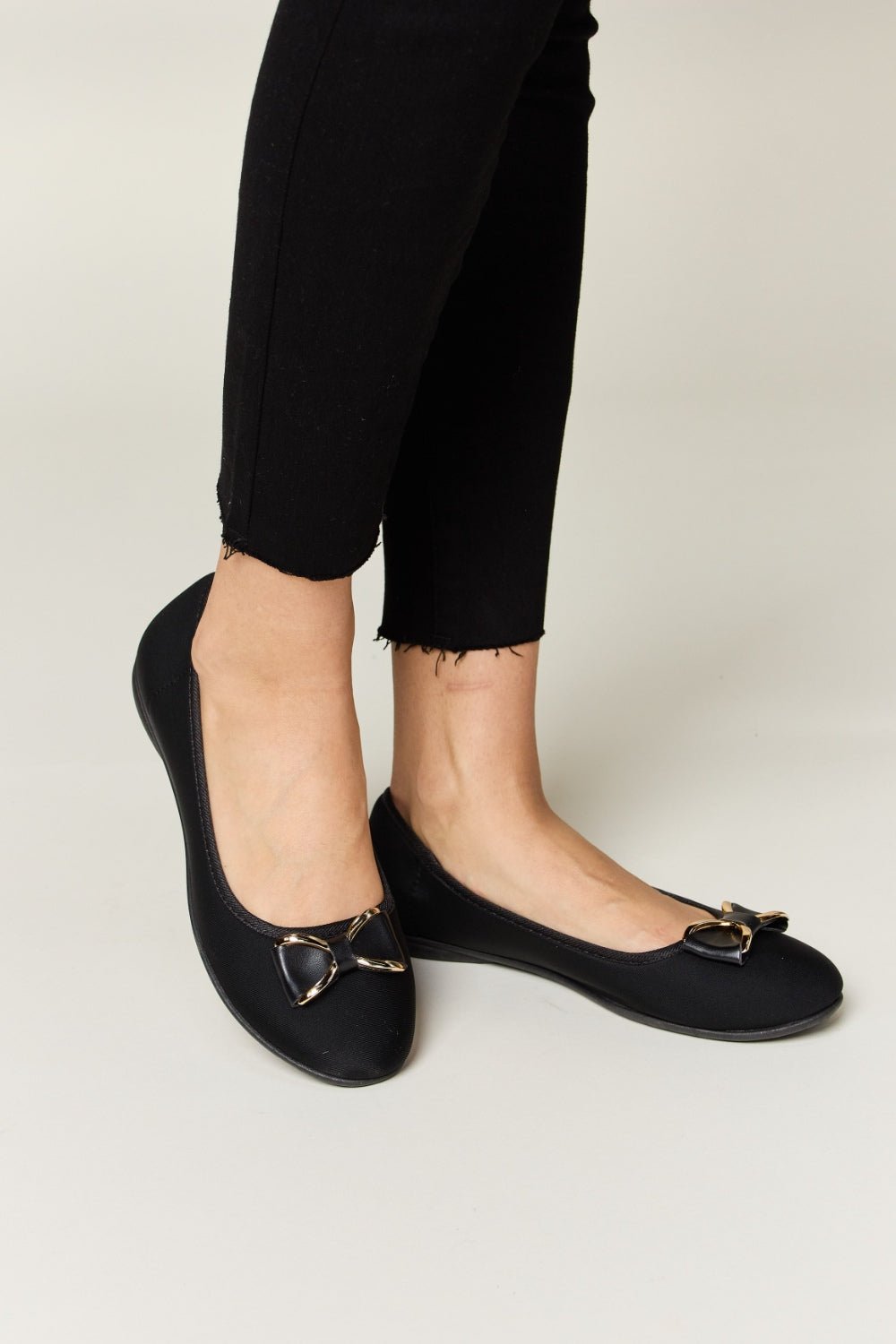 Forever Link Metal Buckle Flat Loafers - Loafers - CHARCOAL LYCRA - Bella Bourget