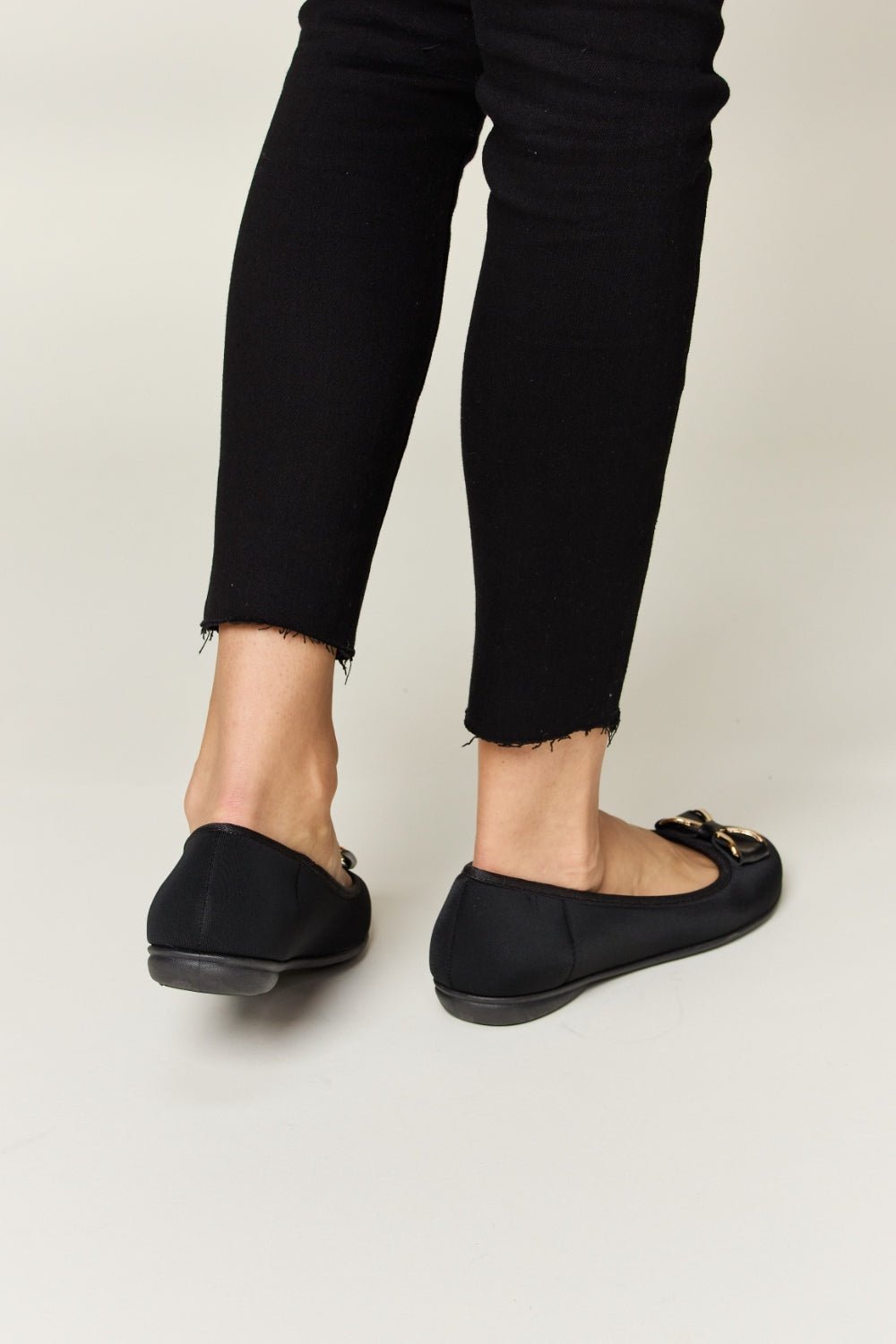 Forever Link Metal Buckle Flat Loafers - Loafers - CHARCOAL LYCRA - Bella Bourget