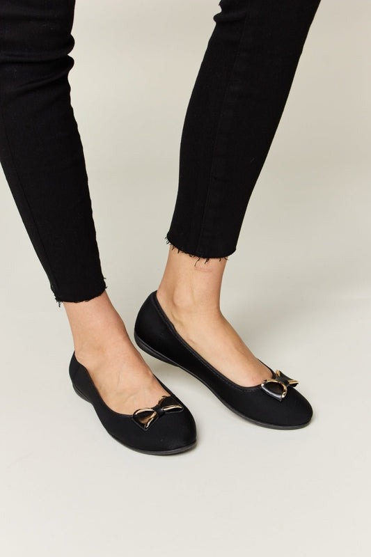 Forever Link Metal Buckle Flat Loafers - Loafers - CHARCOAL LYCRA - Bella Bourget