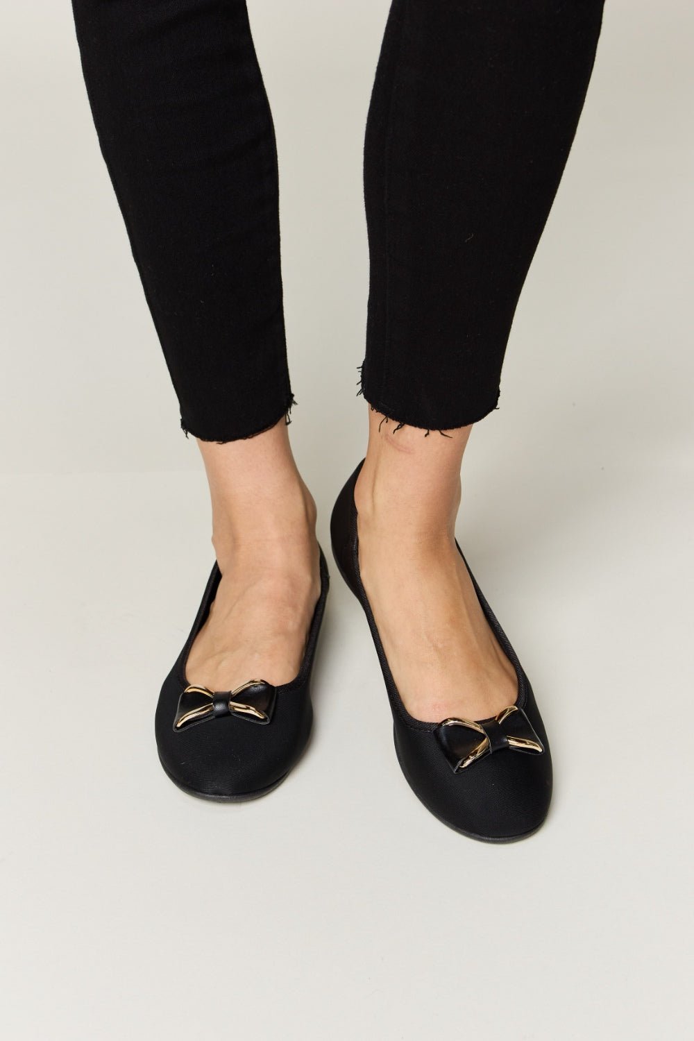 Forever Link Metal Buckle Flat Loafers - Loafers - CHARCOAL LYCRA - Bella Bourget