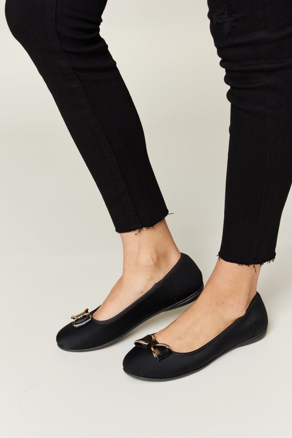 Forever Link Metal Buckle Flat Loafers - Loafers - CHARCOAL LYCRA - Bella Bourget