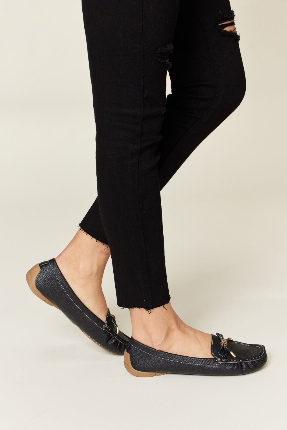 Forever Link Slip On Bow Flats Loafers - Loafers - BLACK - Bella Bourget