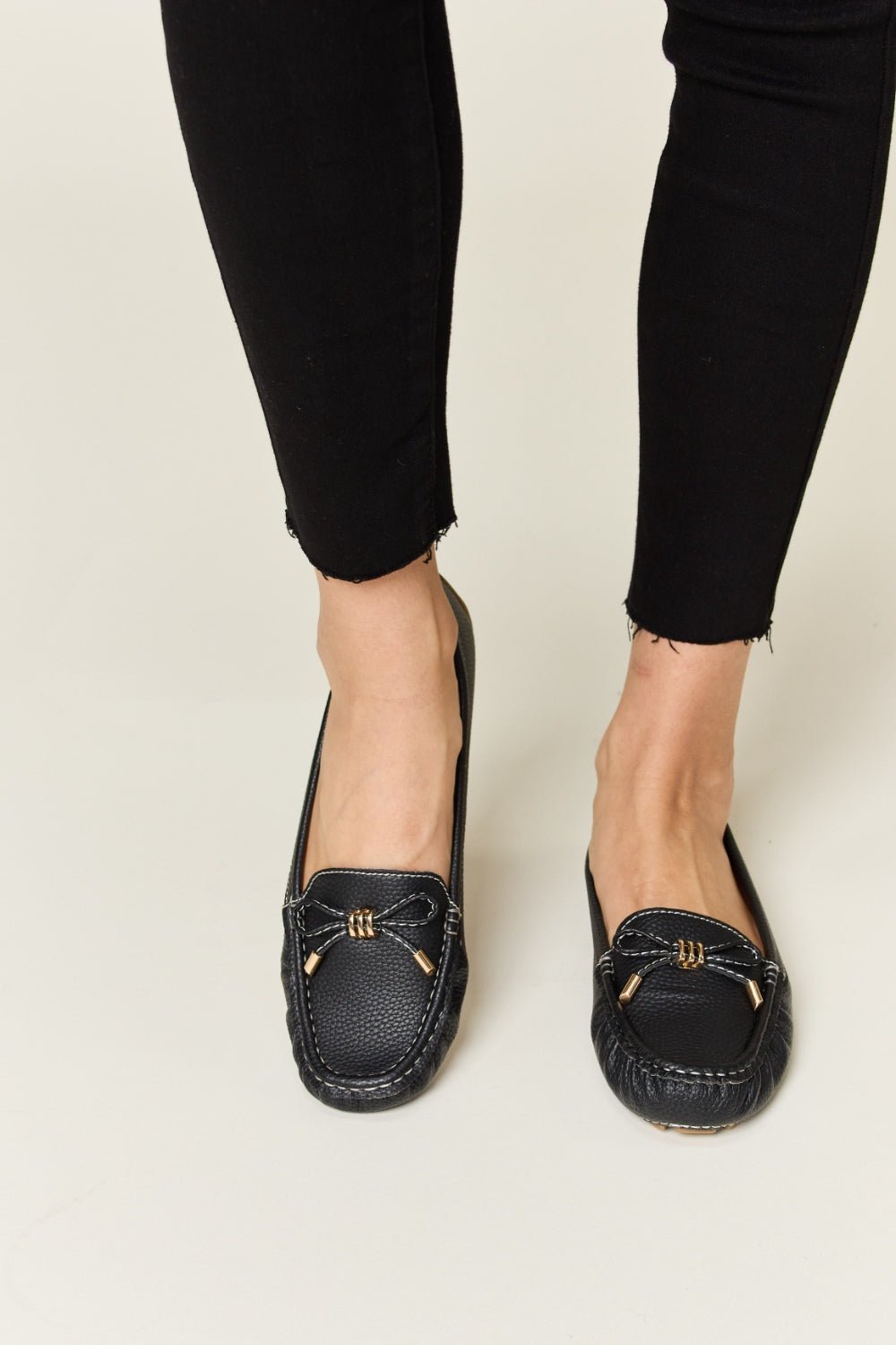 Forever Link Slip On Bow Flats Loafers - Loafers - BLACK - Bella Bourget