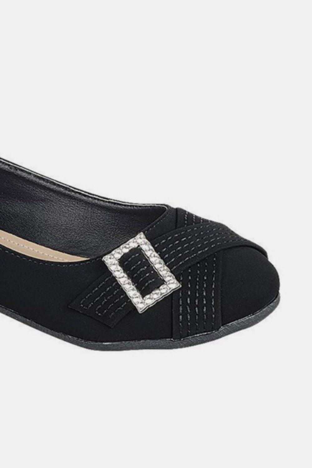 Forever Link Slip On Rhinestone Buckle Ballet Flats - Flats - Black - Bella Bourget