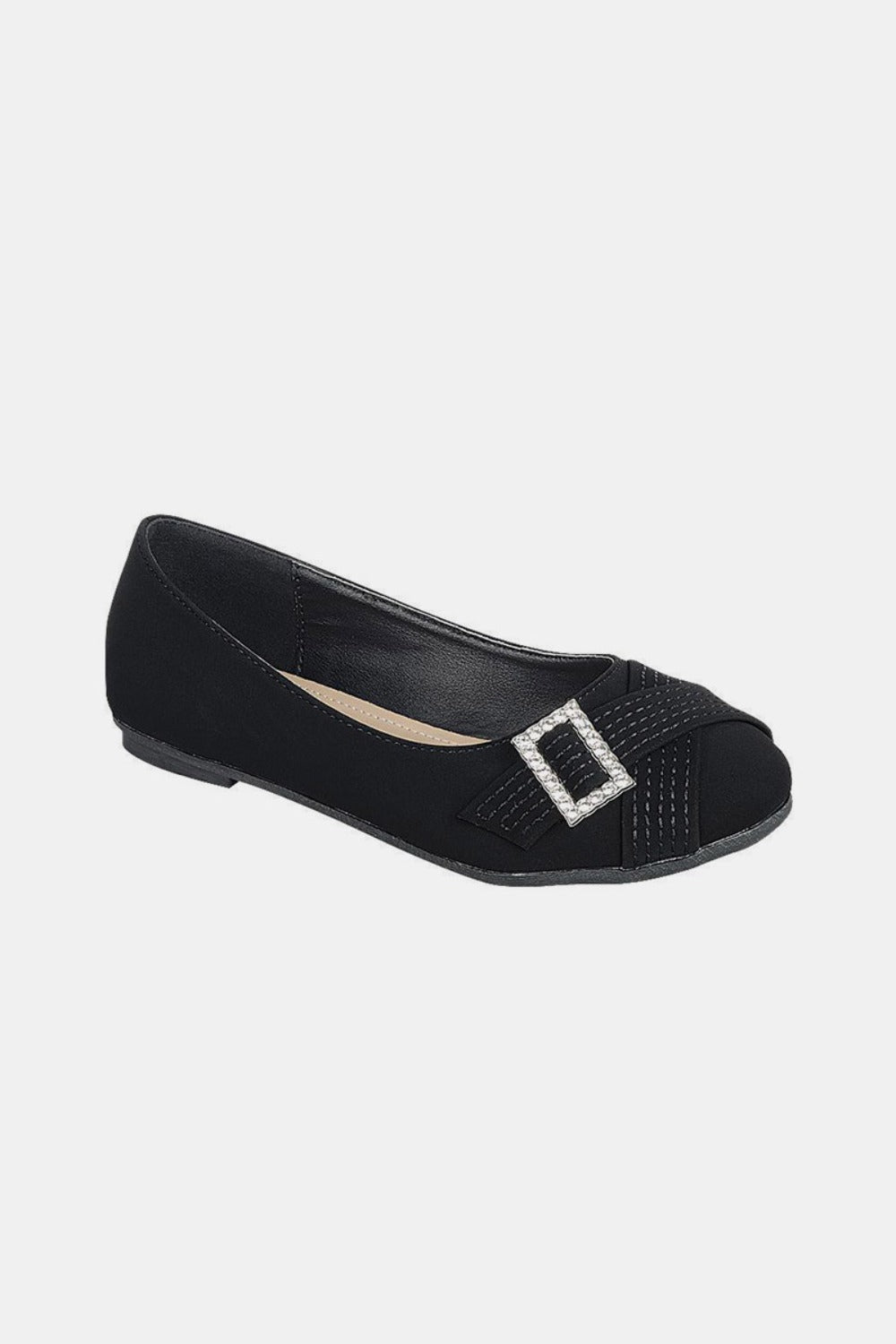 Forever Link Slip On Rhinestone Buckle Ballet Flats - Flats - Black - Bella Bourget