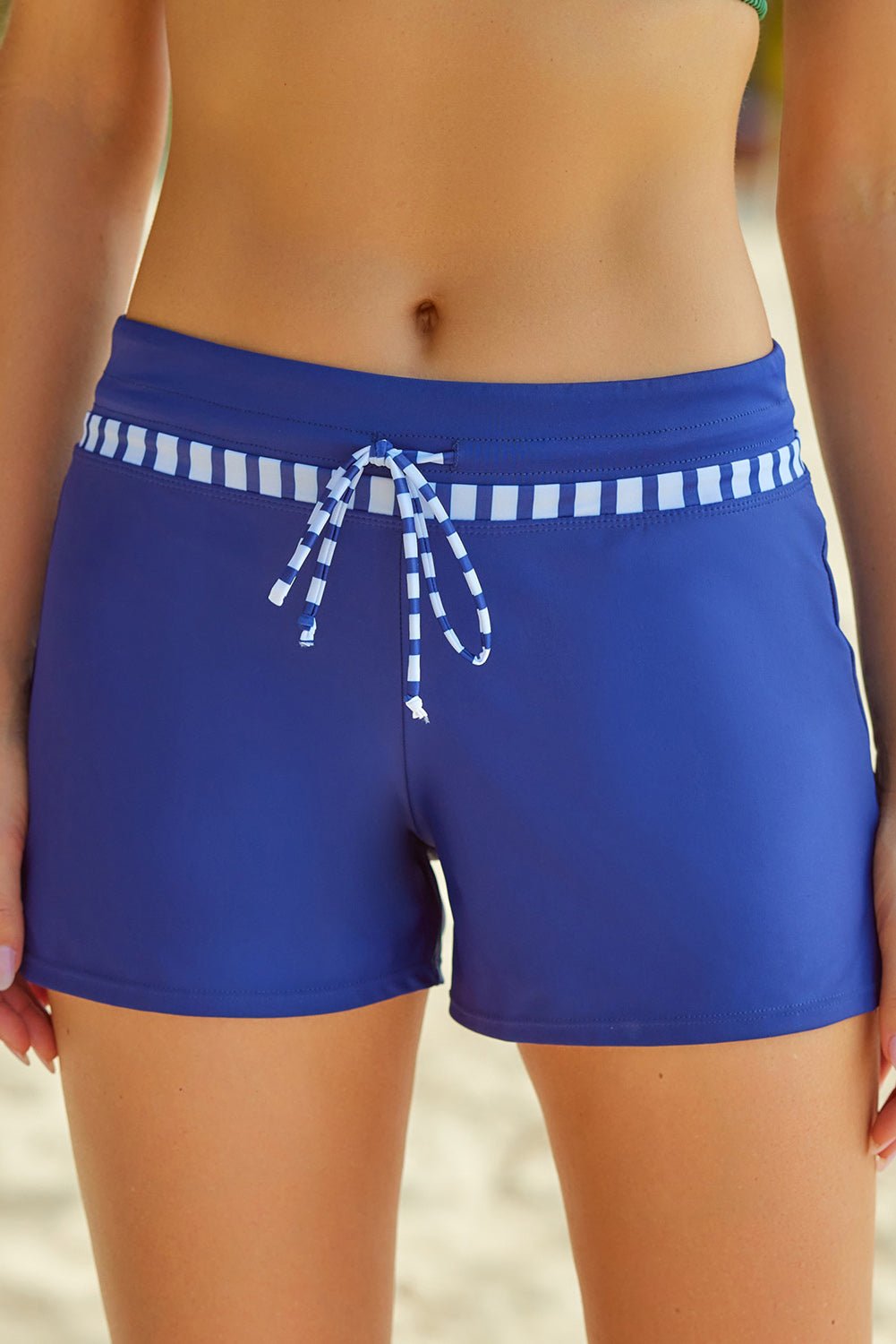 Full Size Run Contrast Drawstring Swim Bottoms - Swim Bottoms - Royal Blue - Bella Bourget