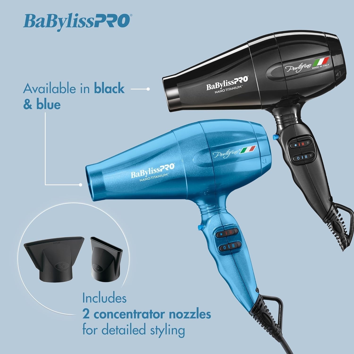 Hair Dryer, Nano Titanium Portofino 2000 - Watt Blow Dryer, Hair Styling & Appliances - Black - Bella Bourget