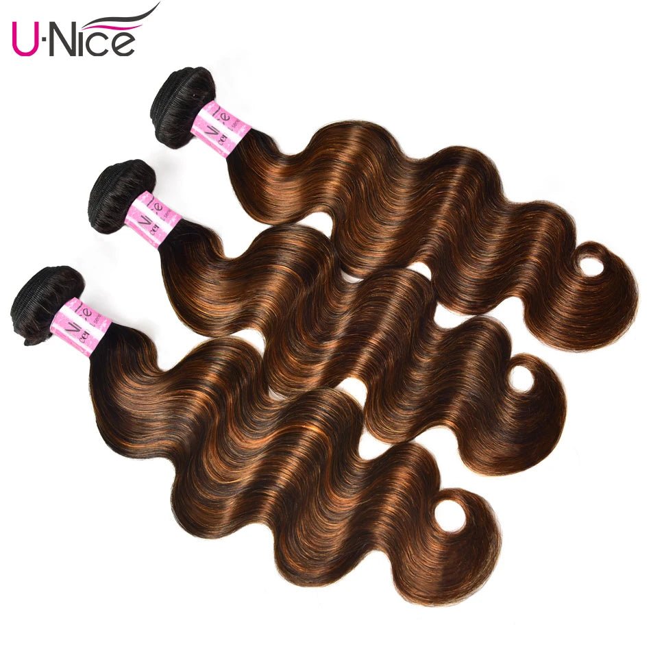 Hair FB30 Highlight Human Hair Brazilian Hair Weave Bundles 3 Bundle Deals Straight/ Body Wave 100% Human Hair Bundles - Fb30 Straight - Bella Bourget