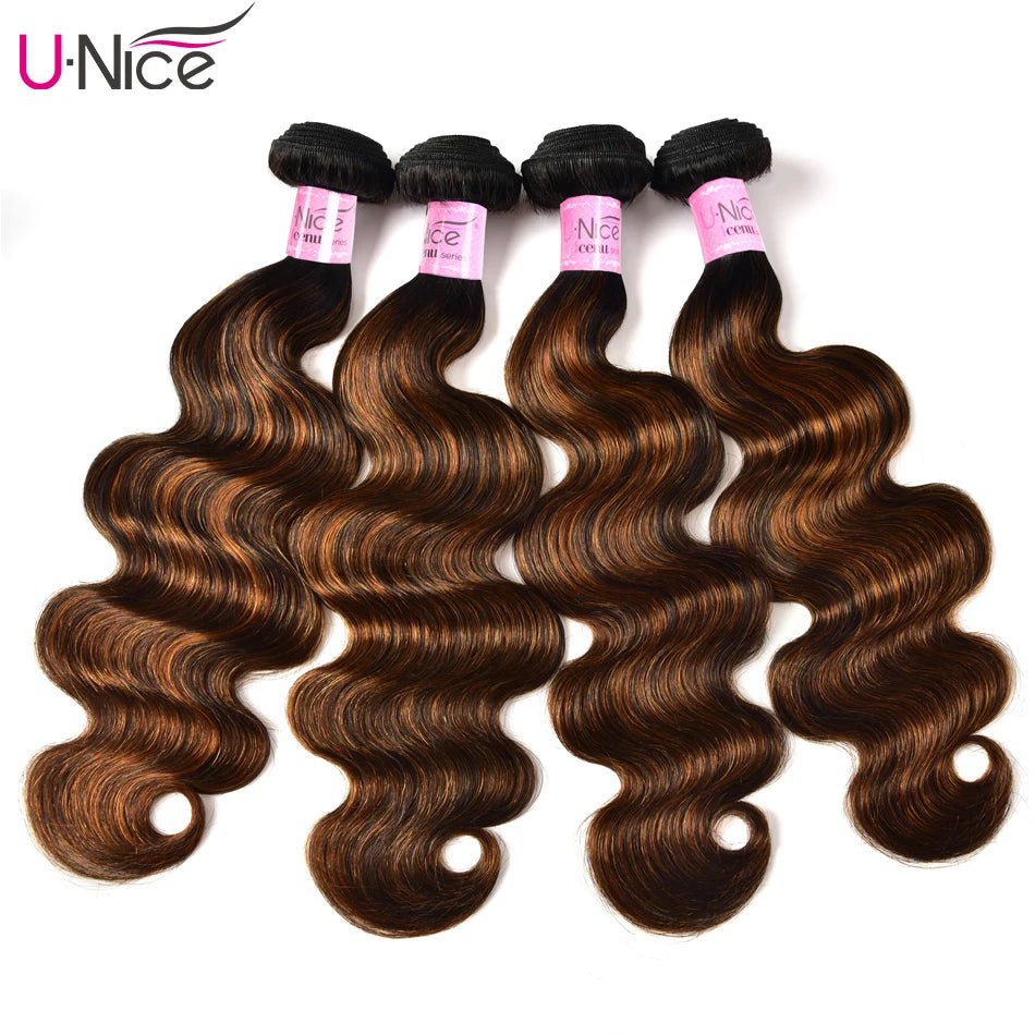 Hair FB30 Highlight Human Hair Brazilian Hair Weave Bundles 3 Bundle Deals Straight/ Body Wave 100% Human Hair Bundles - Fb30 Straight - Bella Bourget