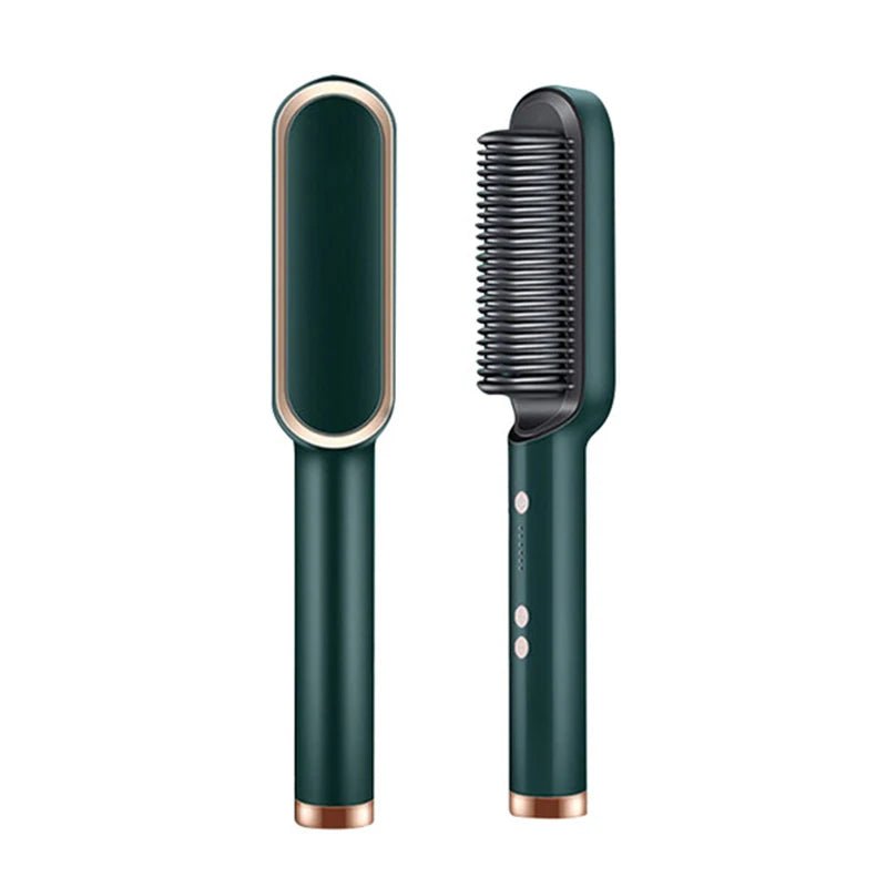 Hair Straightener Hot Comb Curling Iron Multi - Speed Electric Straightening Comb Curling Iron Hair Brush 2023 Hot Sale - Green - Bella Bourget