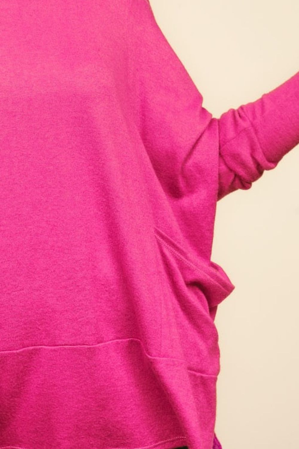 Haptics Dolman Long Sleeve Oversized Knit Top with Pockets - Top - Fuchsia - Bella Bourget