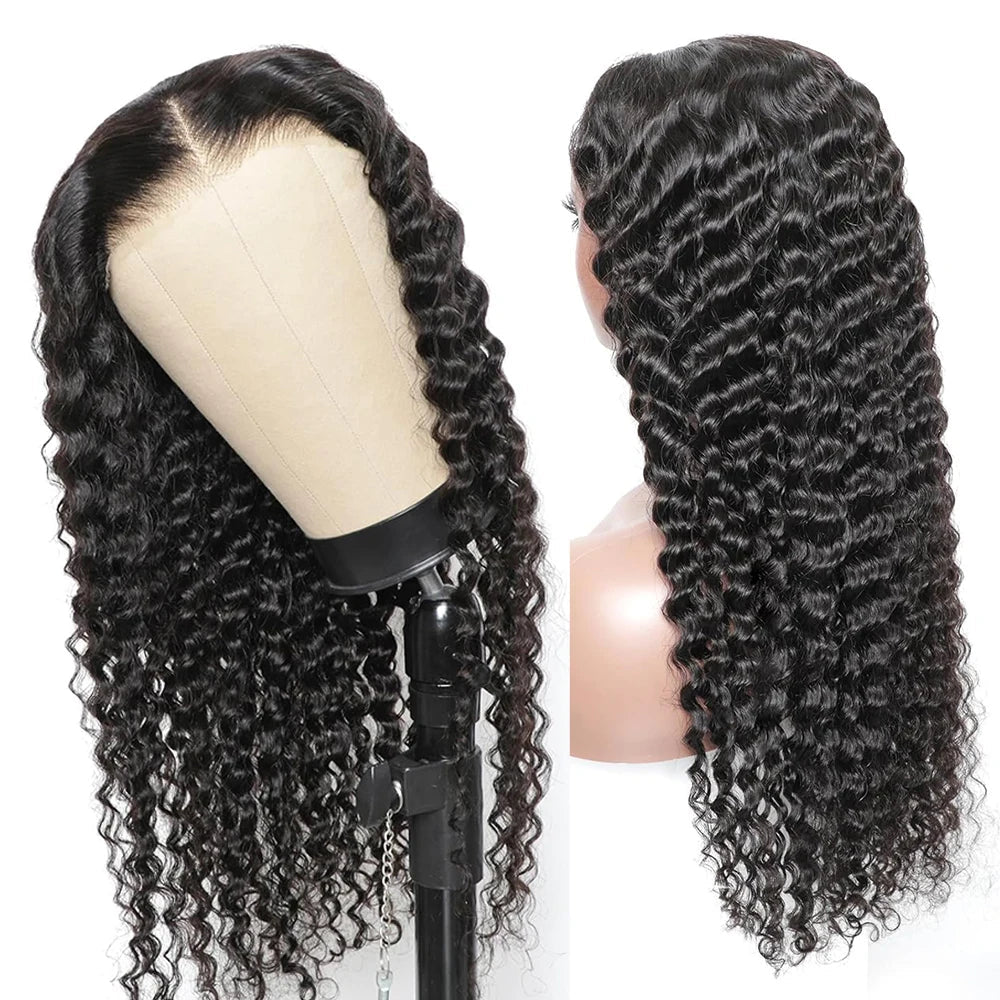 HD Deep Wave Curly 5X5 Glueless Lace Closure Human Hair Wig Ready to Wear and Go Full Lace Frontal Wigs Lace Front Wig for Women - 5X5 Lace Wig - Bella Bourget