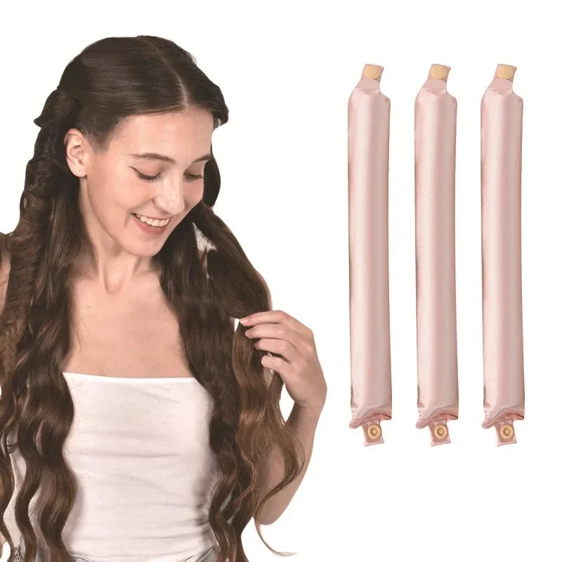 Heatless Hair Curlers Satin Curling Rod Headband No Heat Silk Curls Lazy Hair Rollers Soft Hair Curler to Sleep in Styling Tools - 4Pcs Black - Bella Bourget