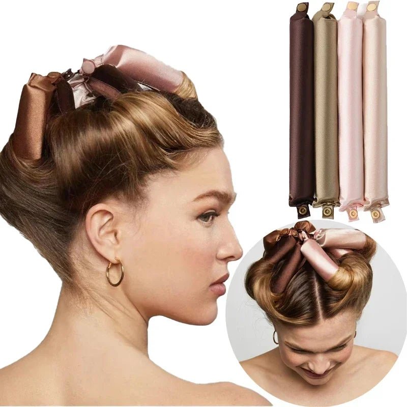 Heatless Hair Curlers Satin Curling Rod Headband No Heat Silk Curls Lazy Hair Rollers Soft Hair Curler to Sleep in Styling Tools - 4Pcs Muli - Color - Bella Bourget