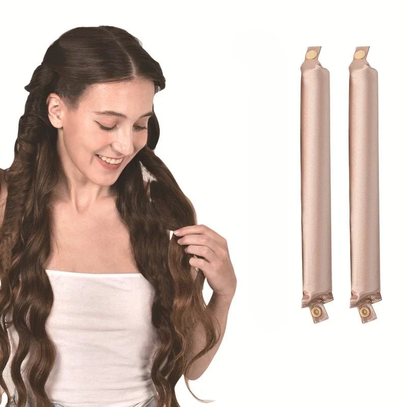 Heatless Hair Curlers Satin Curling Rod Headband No Heat Silk Curls Lazy Hair Rollers Soft Hair Curler to Sleep in Styling Tools - 4Pcs Black - Bella Bourget