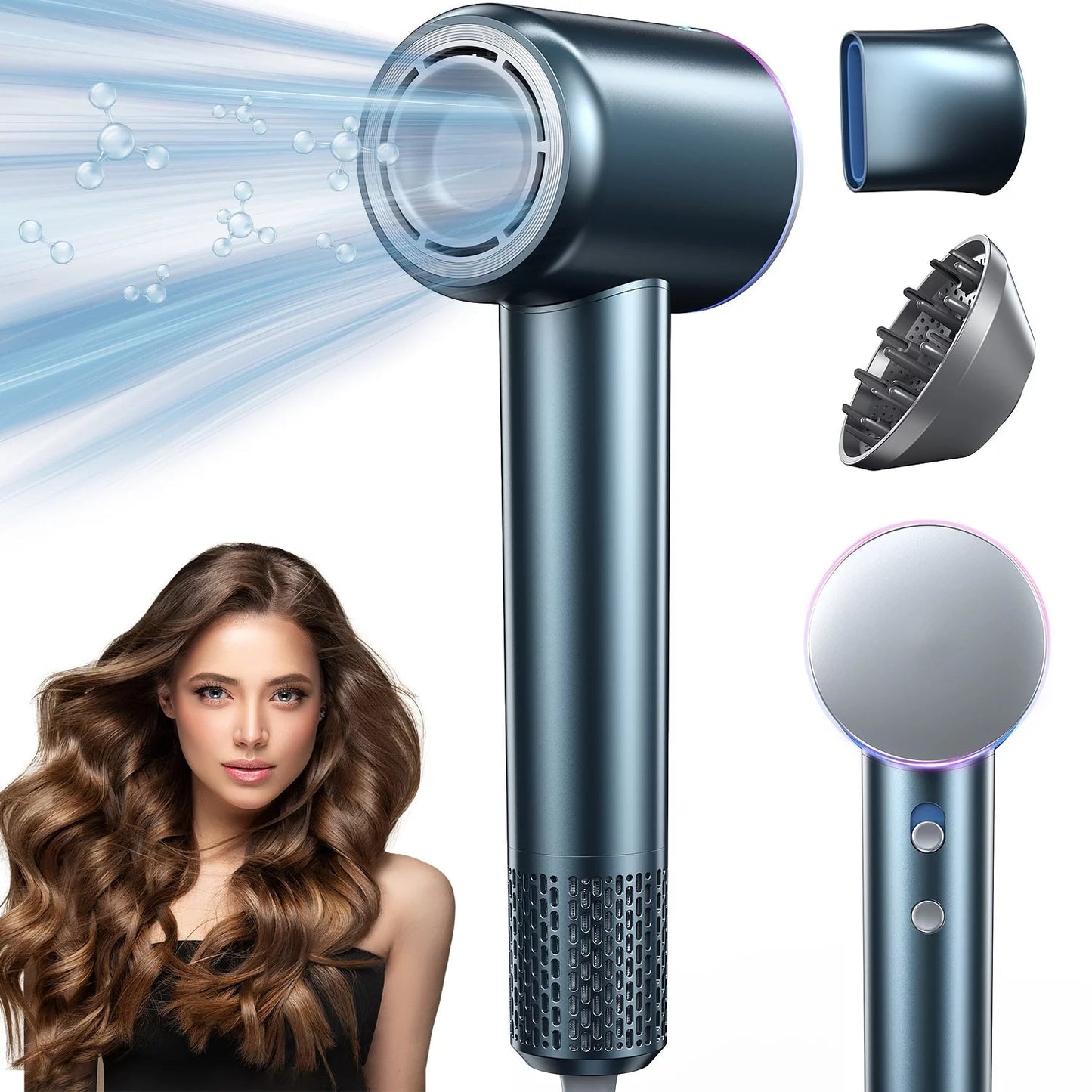 High Speed Portable Hair Dryer with Diffuser for Women Man Home Travel - Bella Bourget