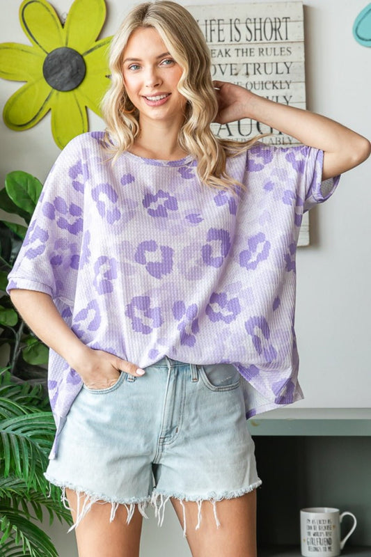 HOPELY Print Waffle Oversized T - Shirt - Top - Lavender - Bella Bourget