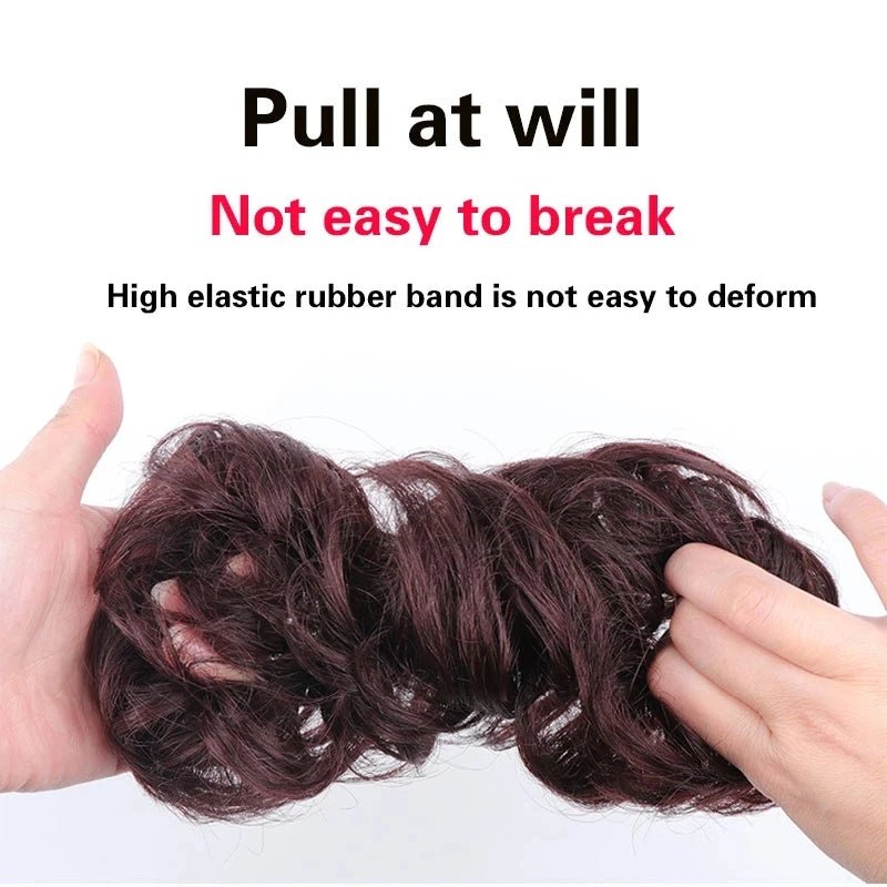 Human Hair Bundles Chignon Messy Curly Hair Bun Band Elastic Scrunchy False Hair Pieces Hairpins Black Wigs for Women Human Hair - 2 - Bella Bourget