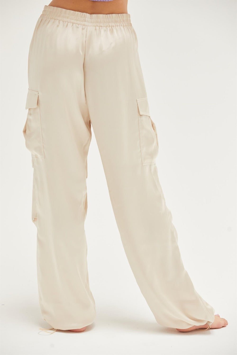 HYFVE Approach Satin Drawstring Hem Cargo Pants - Pants - Alpaca - Bella Bourget