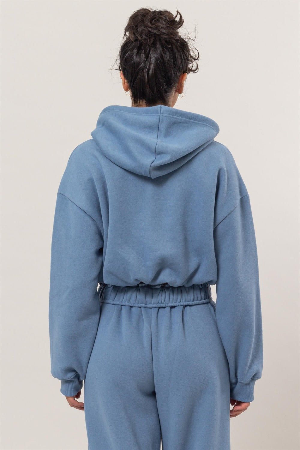 HYFVE Bubble Hem Cropped Hoodie - Hoodie - Gray Blue - Bella Bourget