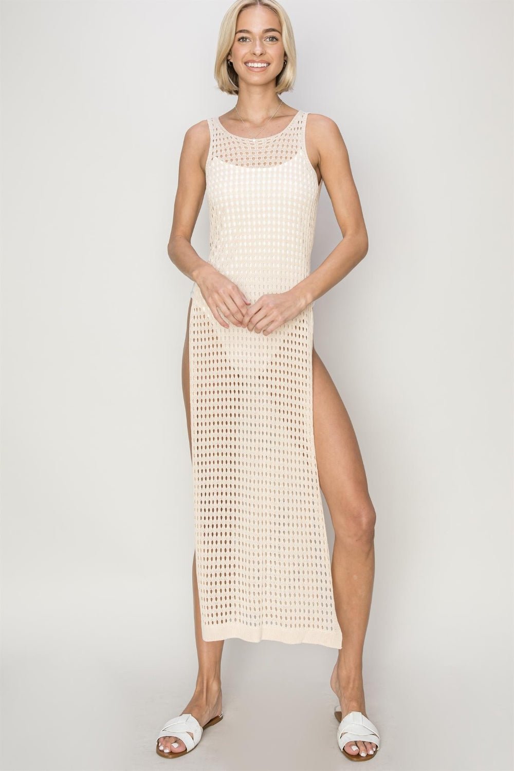 HYFVE Crochet Backless Cover Up Dress - Cover - Up - Beige - Bella Bourget