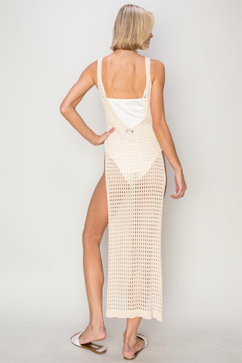 HYFVE Crochet Backless Cover Up Dress - Cover - Up - Beige - Bella Bourget