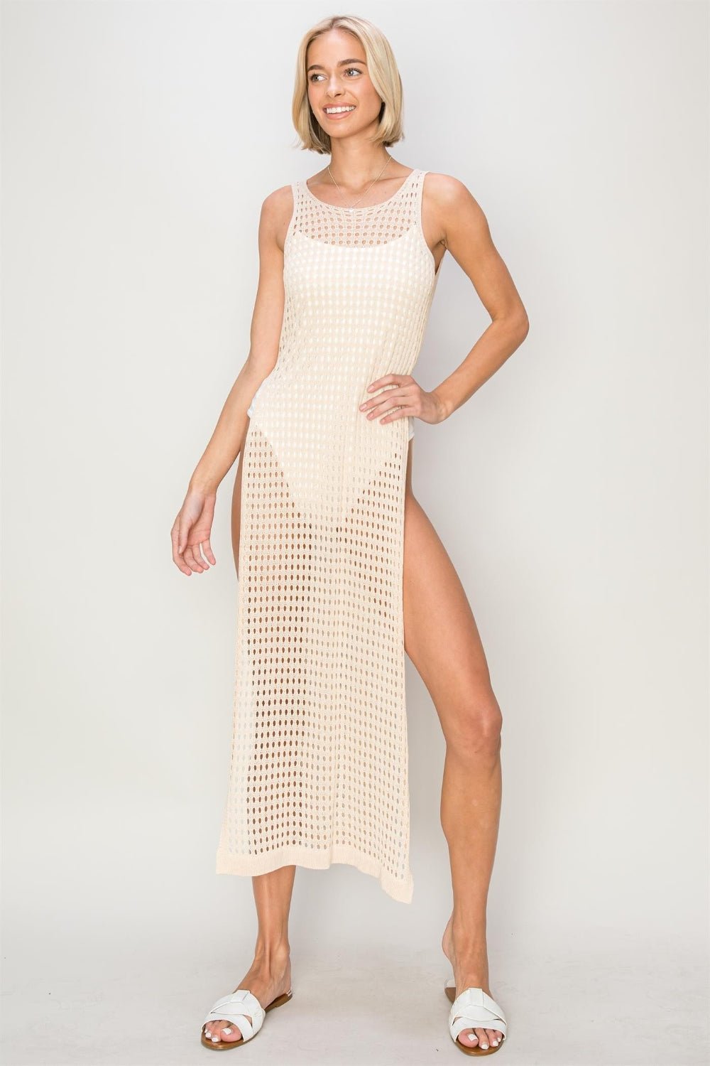 HYFVE Crochet Backless Cover Up Dress - Cover - Up - Beige - Bella Bourget