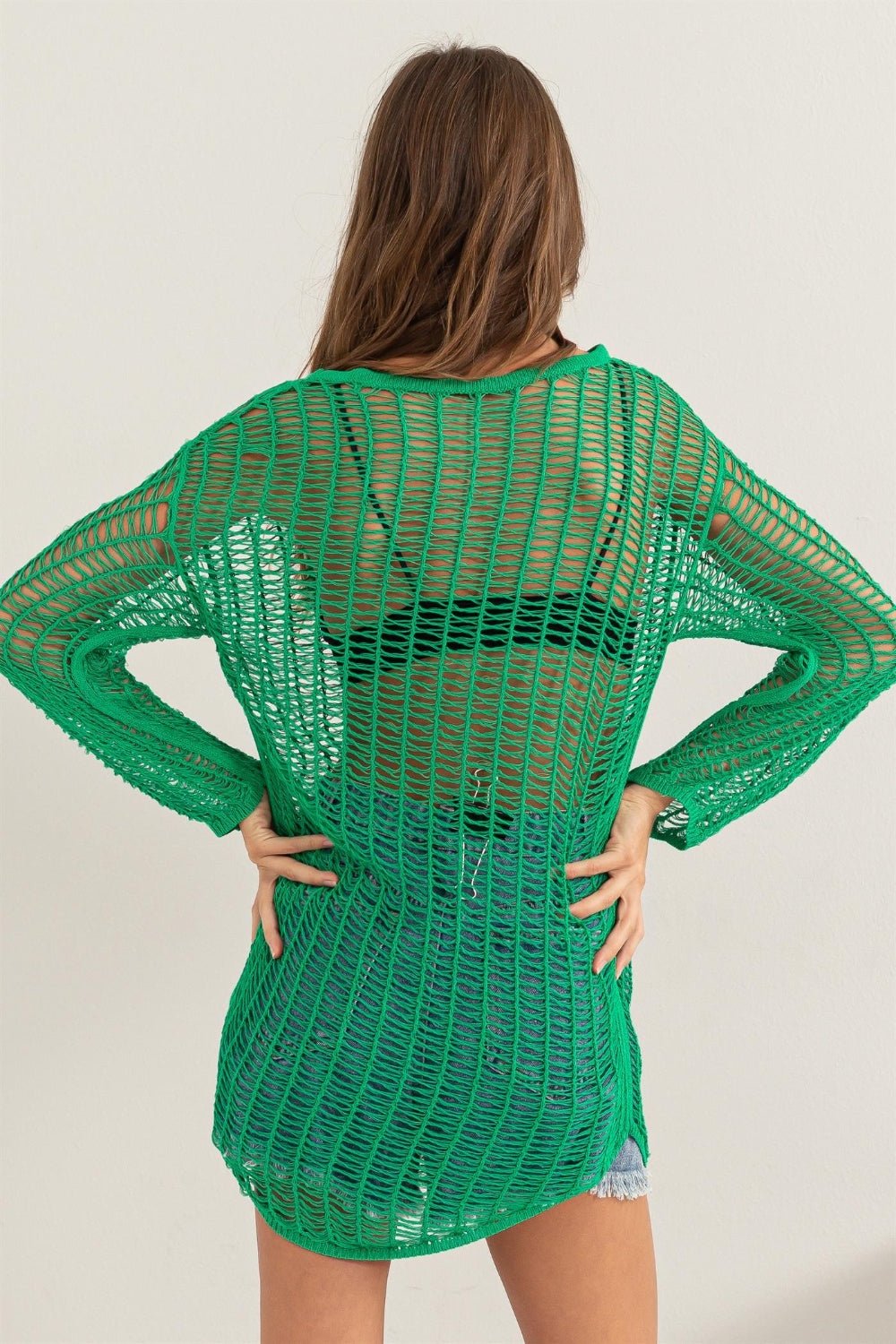 HYFVE Crochet Long Sleeve Cover Up - Cover - Up - Green - Bella Bourget