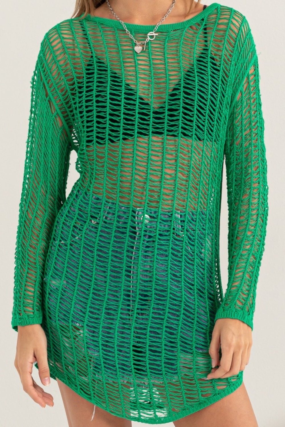 HYFVE Crochet Long Sleeve Cover Up - Cover - Up - Green - Bella Bourget