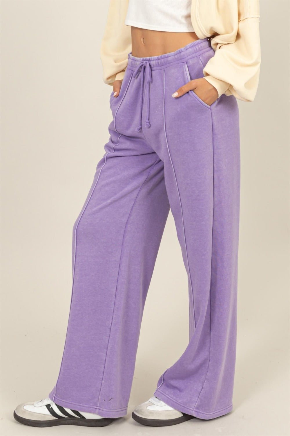 HYFVE Drawstring High Rise Wide Leg Pants - Pants - Lavender - Bella Bourget