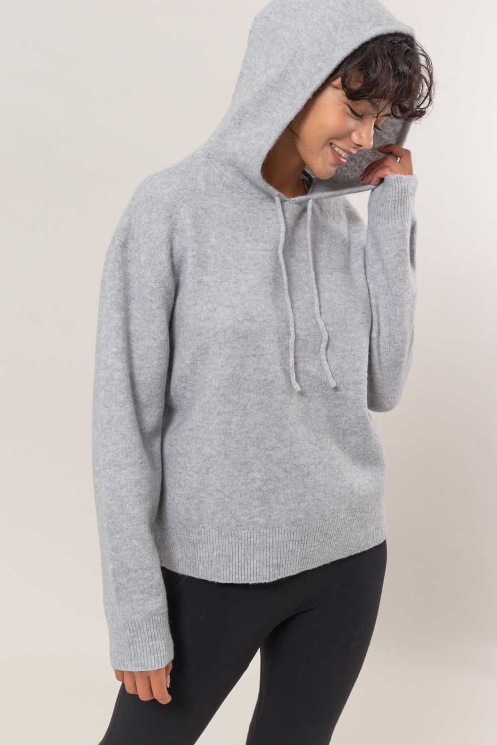 HYFVE Drawstring Long Sleeve Hooded Sweater - Hoodie - Gray - Bella Bourget